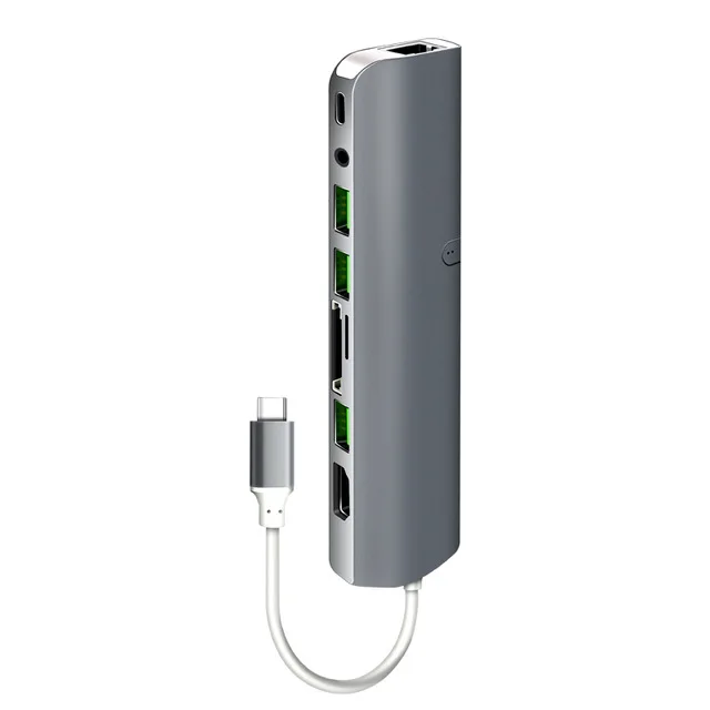 Asunflower USB C концентратор Тип C до 4K HDMI гигабит RJ45 с 3,5 мм портом для наушников мульти USB 3,0 порт TF SD слот для карт несколько usb-хаб