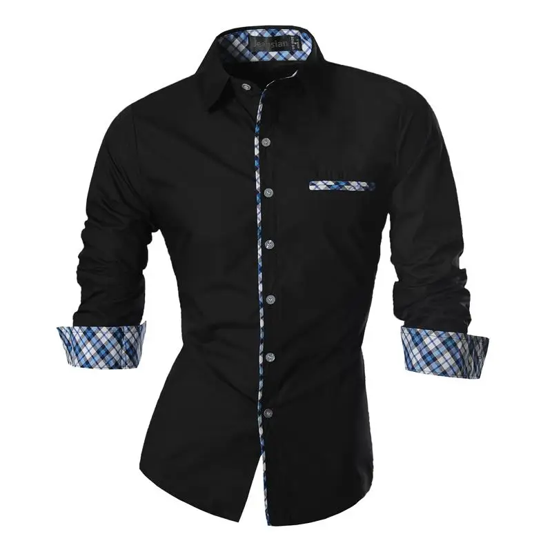 Z020-Black Jeansian мужские повседневные рубашки модные дизайнерские Стильные приталенные рубашки с длинным рукавом 8371 - Цвет: Z020-Black