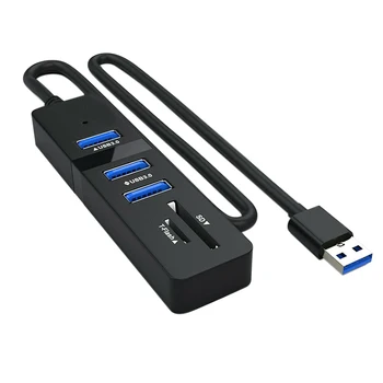 USB Hub 3.0 Multi USB 3.0 Hub USB Splitter High Speed 3 Ports TF SD Card Reader All in One for PC Computer Accessories 1