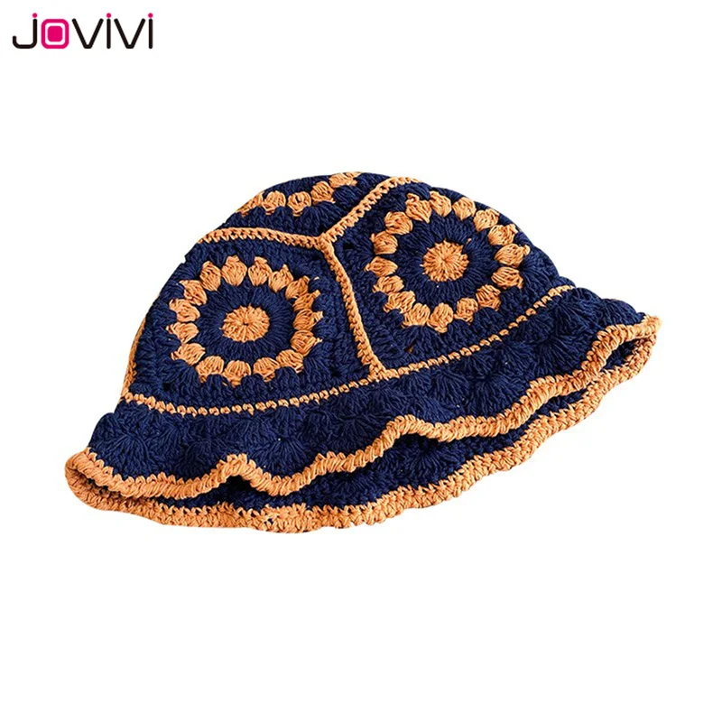 Jovivi Women Knit Beanie Hat Crochet Cotton Bucket Hat Handwoven Flodable Winter Warm Hat Fashion Handmade Skull Beanie Cap black bucket hat womens