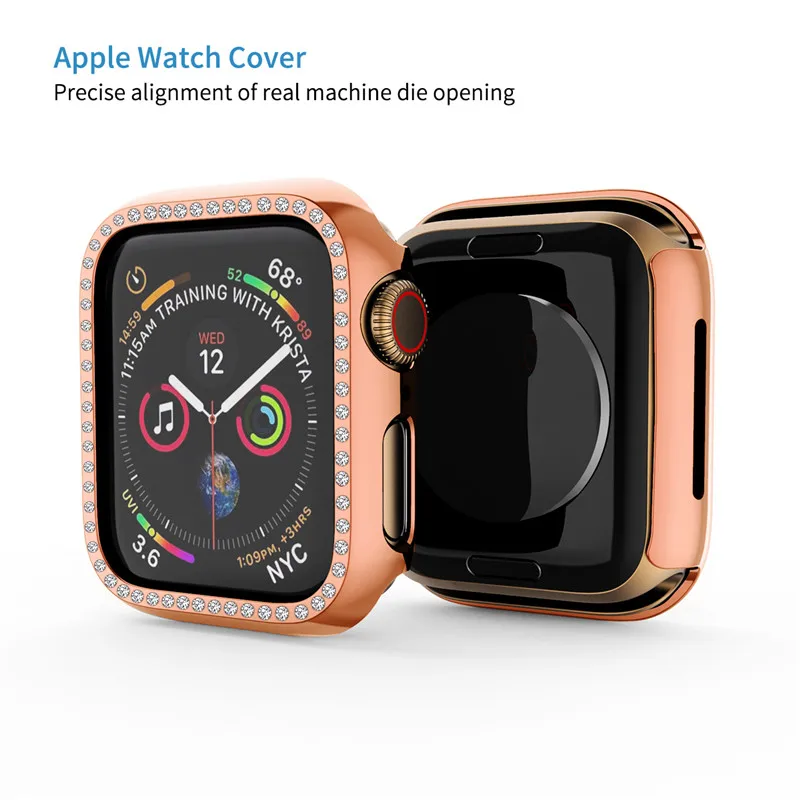 Блестящий Алмазный чехол для Apple Watch 4 40 мм 44 бампер гальванический защитный iWatch