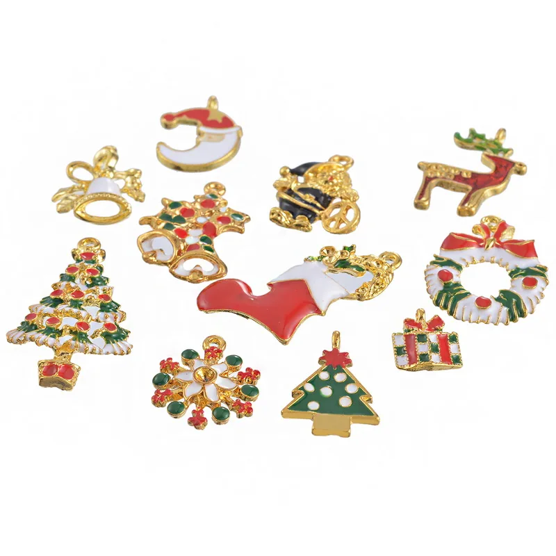 

11PCs Mixed Christmas Pendants Santa Claus Christmas Tree Ornaments 2019 Navidad Snowman Snowflake Christmas Tree Decorations