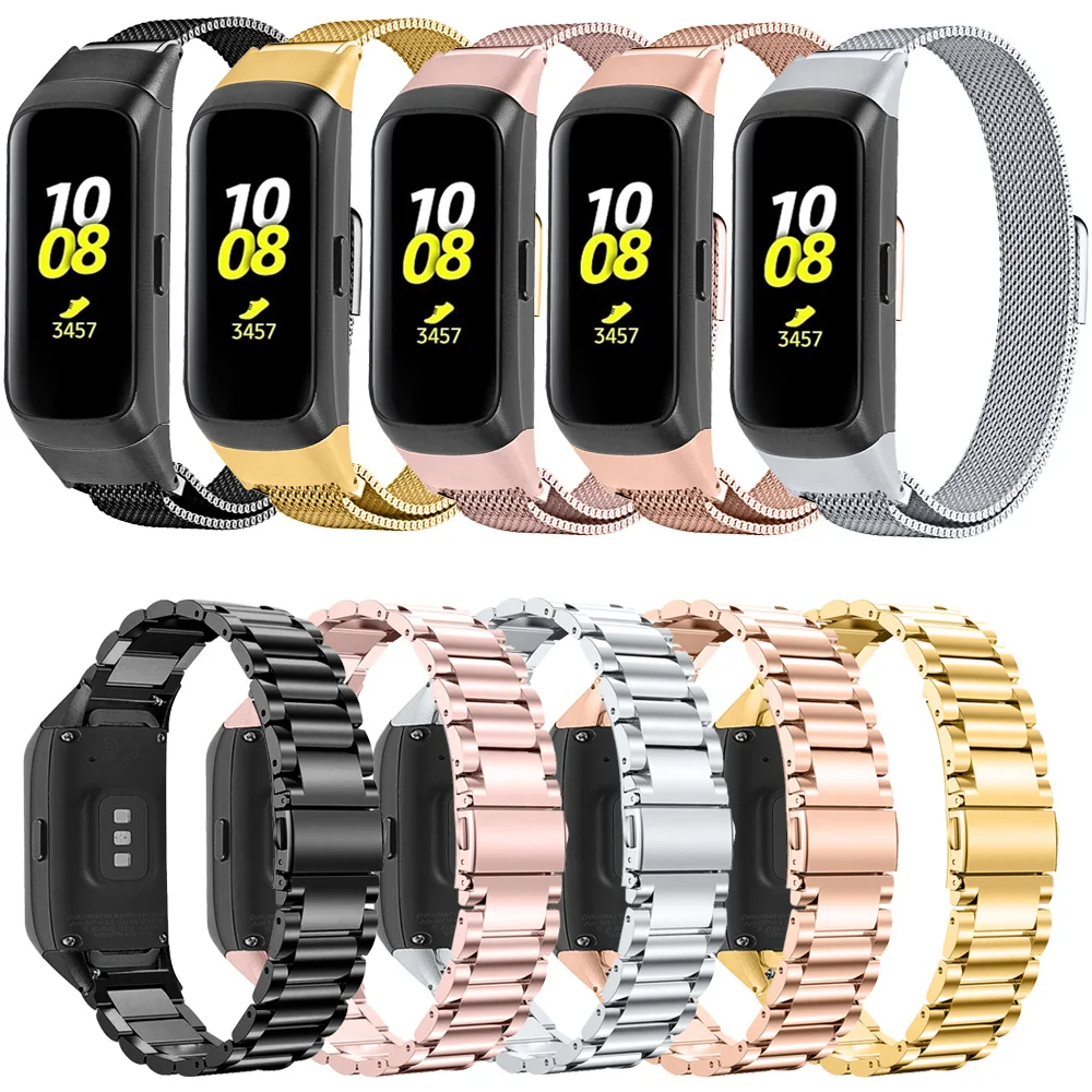 

Stainless Steel Strap Band For Samsung Galaxy Fit SM-R370 Milanese Wristband Watchband Replacement Metal Bracelet + Metal Frame