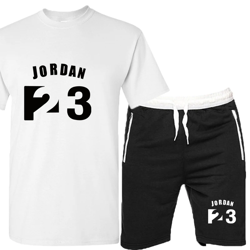 JORDAN 23 спортивный костюм с принтом футболка+ шорты модные тенденции в фитнесе хлопковые брендовые футболки для мужчин одежда для бодибилдинга M-XXL