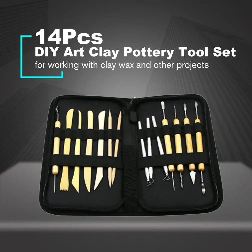 14 шт. DIY глина для художественных работ инструменты для гончарного дела набор ремесел глина скульптура Набор инструментов Керамика и керамика деревянная ручка инструменты для лепки из глины