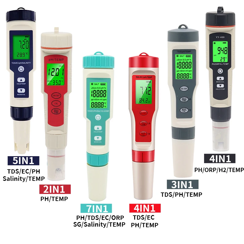 2/3/4/5/7 in 1 PH Meter TDS EC ORP Salinity SG Temperature Tool Digital Water Quality Monitor Tester for Aquarium water quality detector water tester ph meter