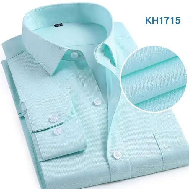 KH1715 Мужская рубашка с длинным рукавом, тонкая, белая, твил, Camisas, повседневная, без железа, официальная, роскошная, Camisetas Masculinas, черная, плюс размер, рубашка - Цвет: KH1715