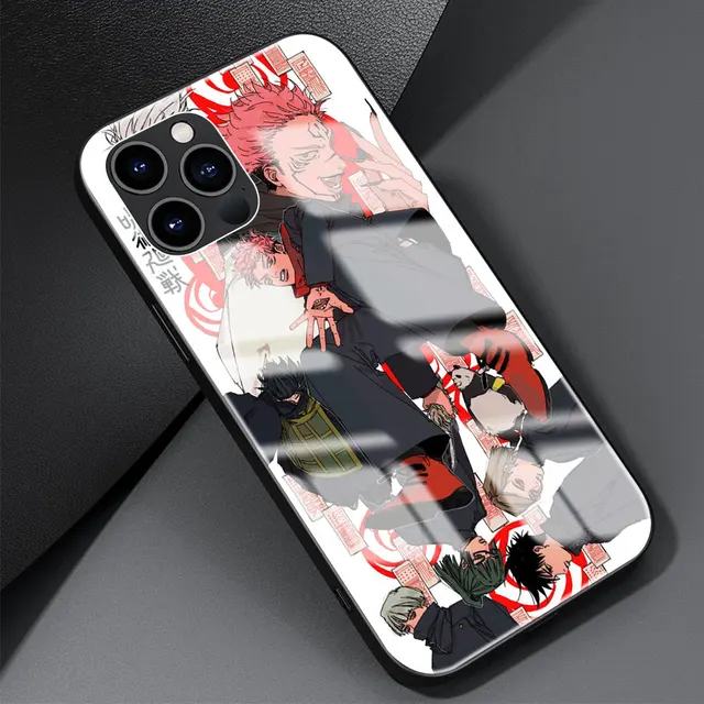 Phone Case For Apple iPhone 11 12 Pro 7 8 XR X 6 6S Plus 5 XS Max SE Tempered Glass Soft Edge Cover Anime Jujutsu Kaisen T06