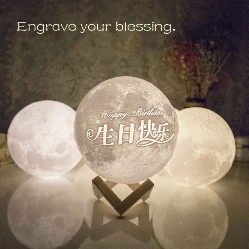 Photo/Text Custom Personality 3D Print Lamp Moon Touch Moon Light Rechargeable Bedroom LED Nightlight Home Decor Children Lamp Photo/Text Custom Personality 3D Print Lamp Moon Touch Moon Light Rechargeable Bedroom LED Nightlight Home Decor Children Lamp