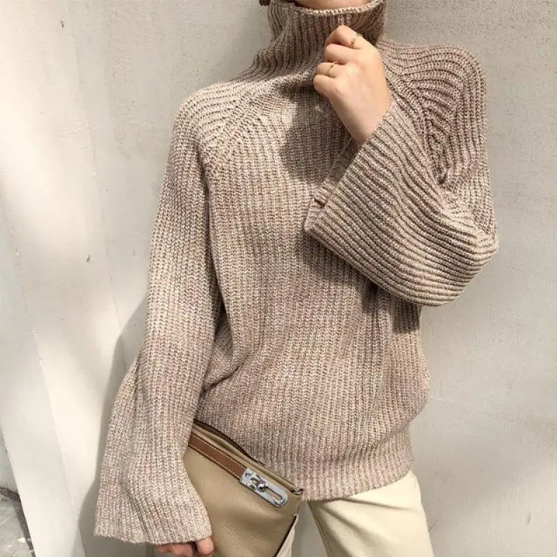 

Autumn and Winter new Korean women's turtleneck sweater women's loose retro thick base sweater women's top