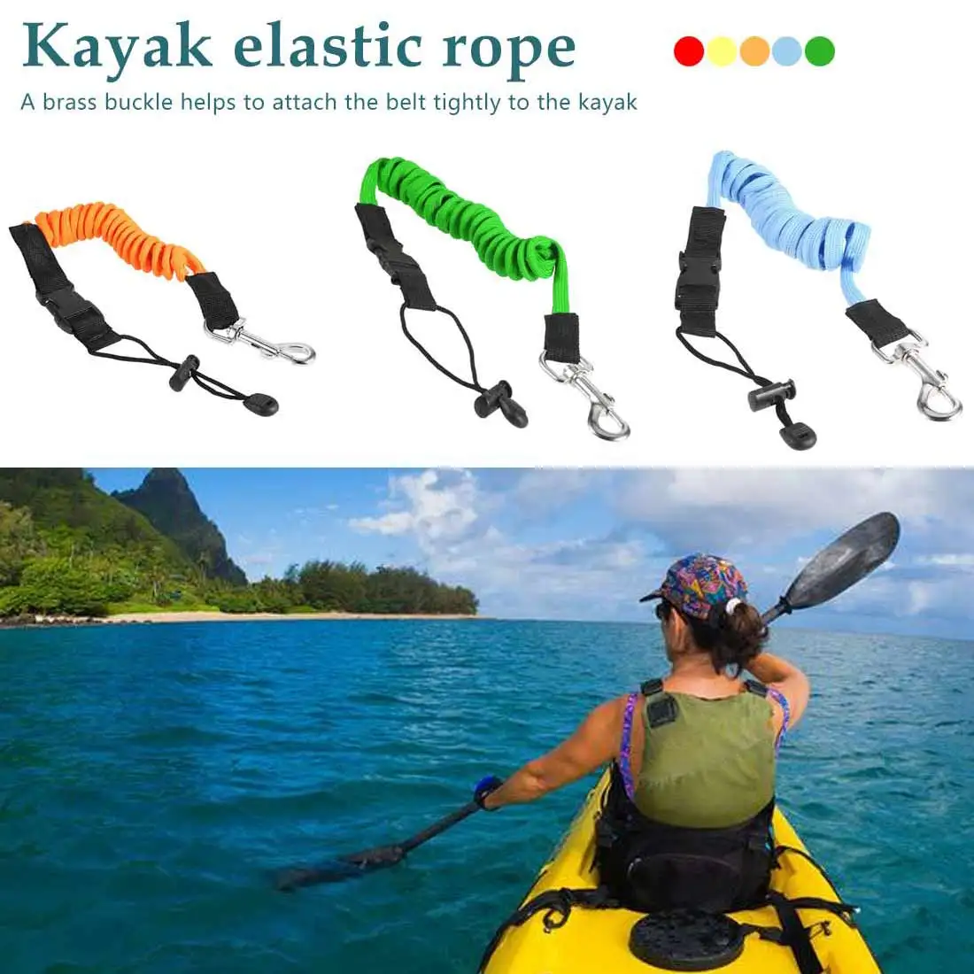 

Safety Leash Rowing Boats Lanyard Fishing Rod Kayak Accessories Elastic Kayak Canoe Paddle Leash Surfboard Surfing Leash Rope