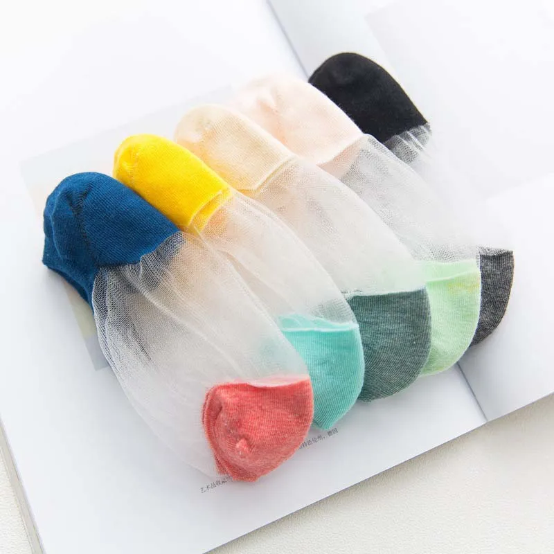 2020 Summer Asakuchi Transparent Women Socks Cotton Ultrathin Splice Short Sock Invisible Breathable Hosiery Dropshipping