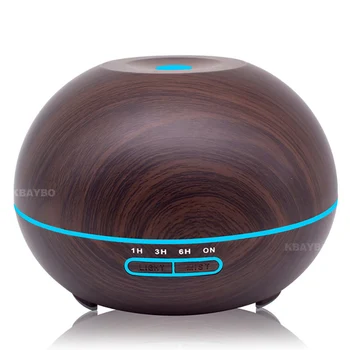 

Round shape 400ml Ultrasonic Humidifier Essential Oil Diffuser Wood Grain Perfume Humidifier aromatherapy diffuser With LED lamp