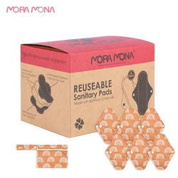 Mora Mona – Serviette Hygiénique en Tissu de Bambou Réutilisable, Tampon Lavable avec Sac Étanche 