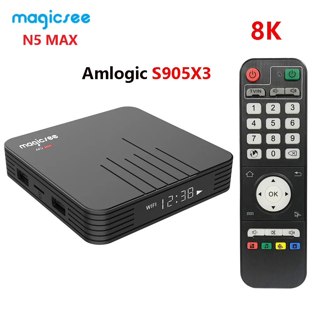 

N5 Max Amlogic S905X3 Android 9.0 TV BOX DDR4 4GB RAM 32GB ROM 2.4G+5G Dual Wifi BT4.0 Google Play 8K Media Player Set Top Box