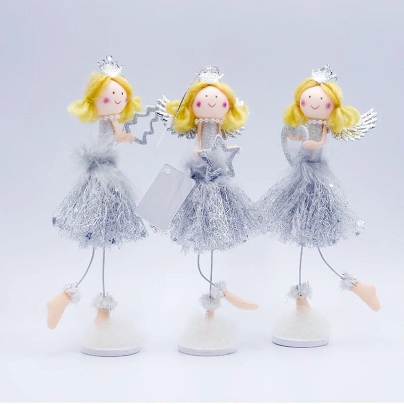 Christmas Doll Figurine Ornaments Holiday Gift Decorations Angel With Clear Crown Decorative