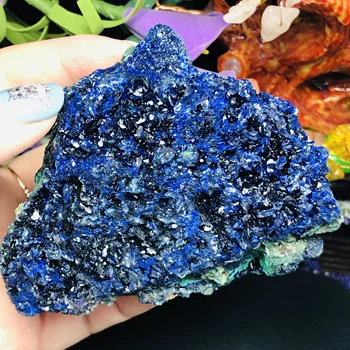 

Natural blue phosphorus gray peacock mineral raw stone specimens, beautiful crafts home decoration