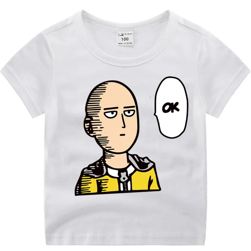 T47A-white Хлопковая футболка с рисунком «One Punch Man» для маленьких мальчиков и девочек Летняя детская Рождественская рубашка детская футболка с рисунком Роскошный топ - Цвет: T47A-white
