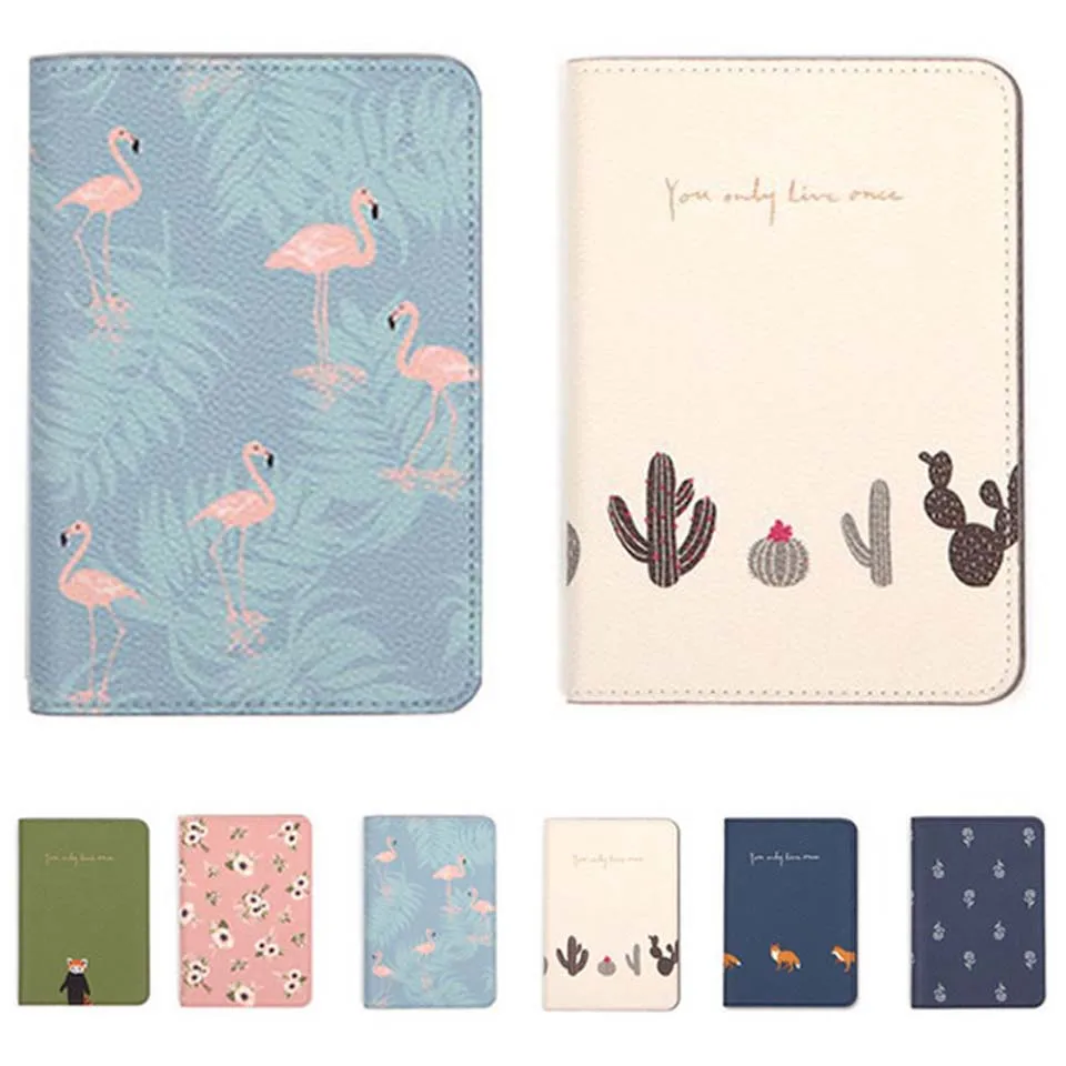 

Printing Women Passport Holder PU Leather Card Holder Travel Passport Cover For Men Flamingo Cover On The Passport Organizer