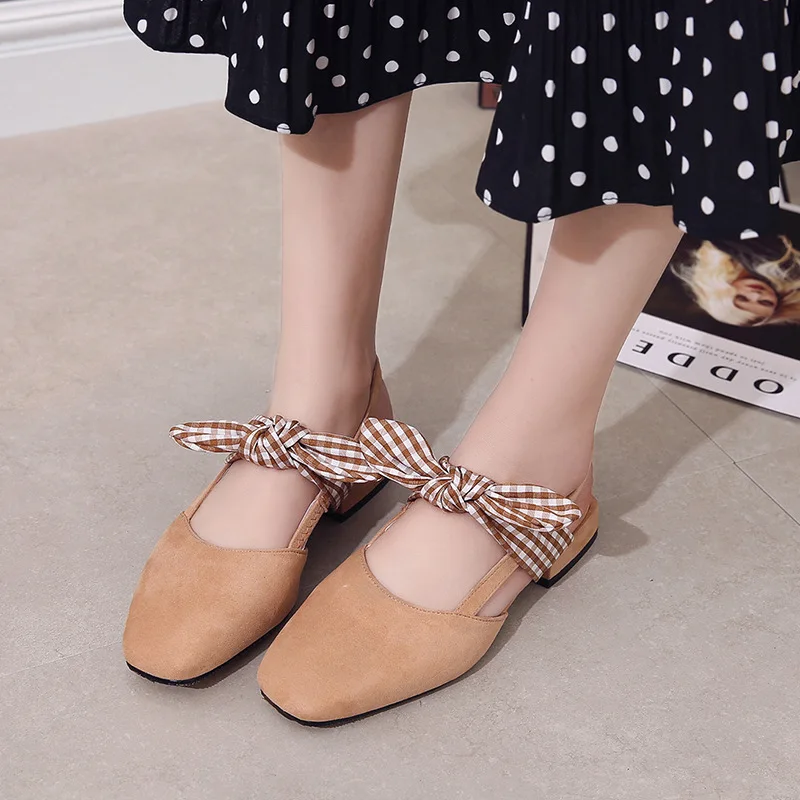 

Summer Sandals Women's 2019 New Style WOMEN'S Shoes Korean-style Bow A- line with Closed-toe Flat Heel Shoes Women's