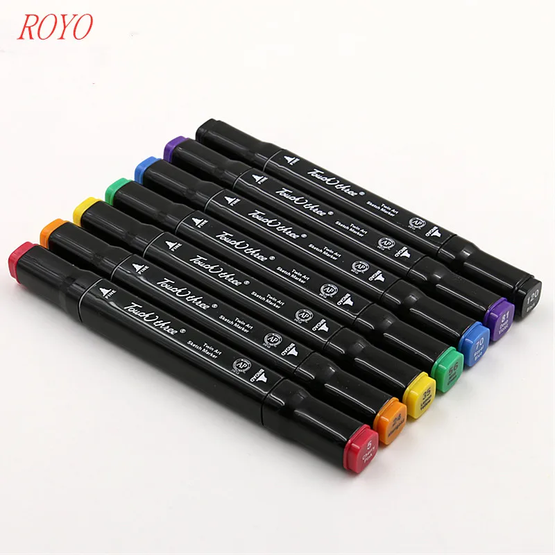 T3-60 Colors Dual Tips Permanent Marker Pens, Alcohol Based Markers Colored Artist Drawing Marker Set with Carrying Case