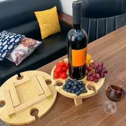 Table de pique nique pliante en bois pour l'extérieur, porte bouteille de vin rouge, pour le jardin, la plage et le Camping 