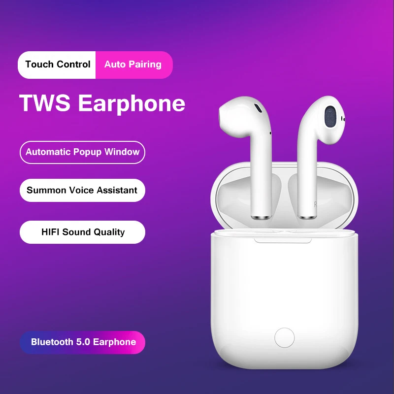 

i15 True Wireless Bluetooth Earphone Portable Mini Waterproof Earpiece Intelligent Touch Control HIFI Music TWS Earbuds With Mic