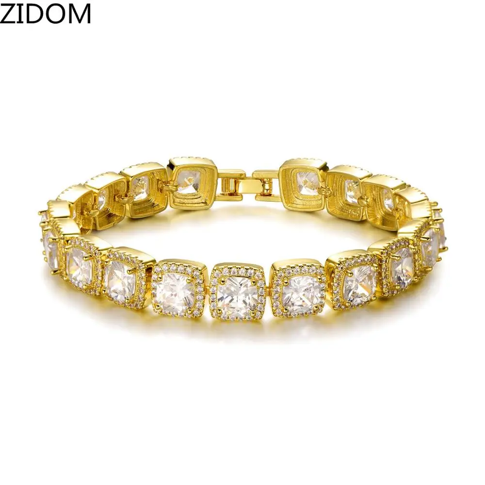 Мужской хип-хоп Iced out Bling браслет Высокое качество AAA квадратный Циркон мужской хип-хоп цепочка браслеты модные ювелирные изделия Прямая поставка