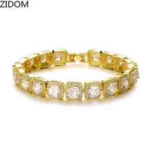 Мужской хип-хоп Iced out Bling браслет Высокое качество AAA квадратный Циркон мужской хип-хоп цепочка браслеты модные ювелирные изделия Прямая поставка