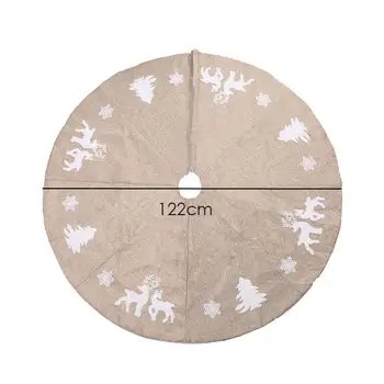 

Christmas Tree Skirt with Elk Snowflakes Thick Tree Mat for Holiday Party Decorations