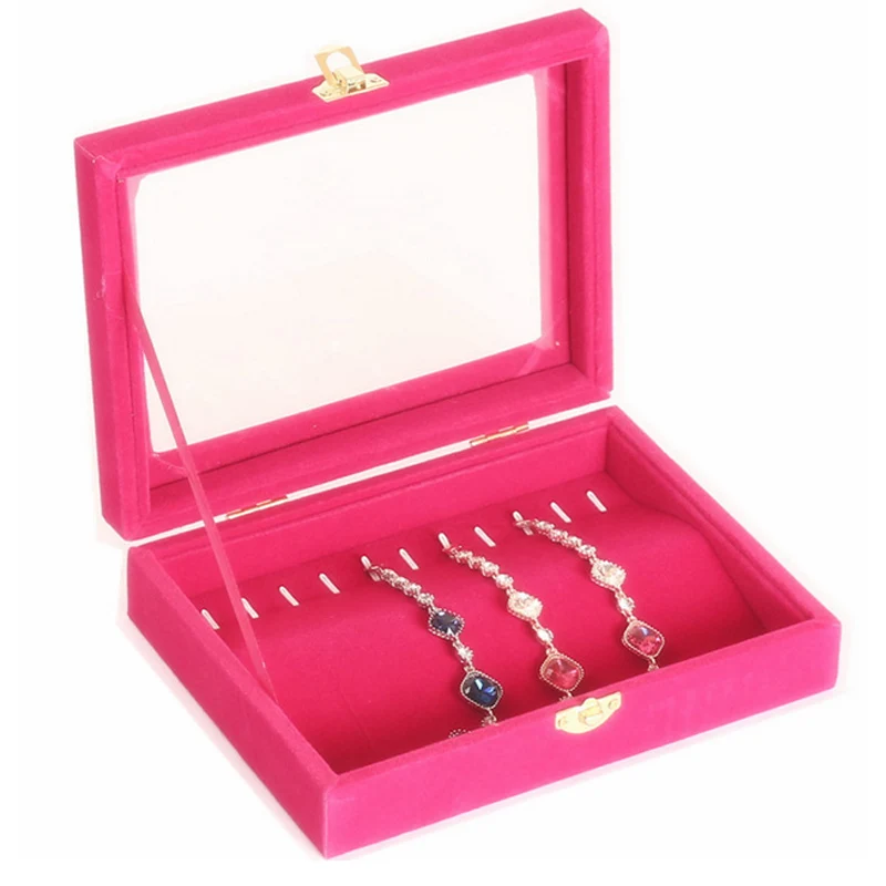 New L20*W15*H4.8cm Various Color Options Necklace Velvet Jewelry Box Rings Earrings Pendants Bracelets Holder Makeup Organizer