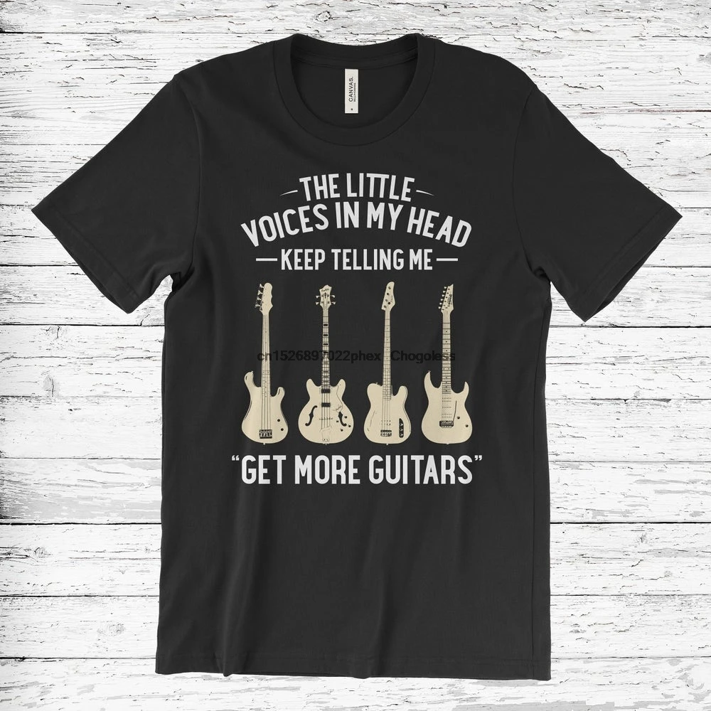 Футболка унисекс с надписью The Little Voice in My Head Keep Telling Me Get More Guitar |
