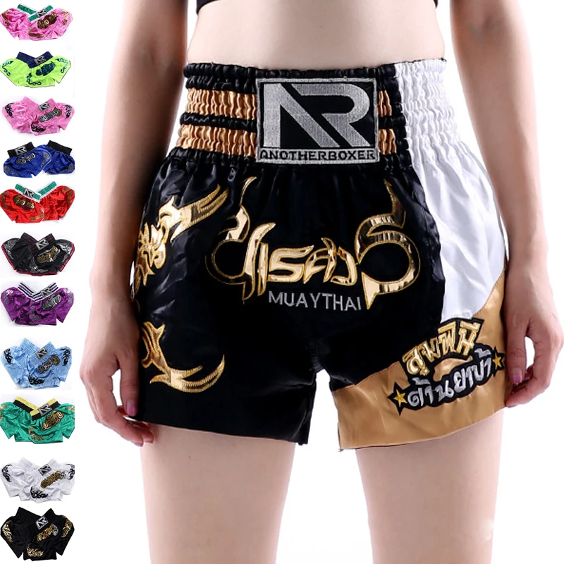 Ceny 17 kolorów bokserskie mężczyźni kobiety drukowanie spodenki MMA kick Boxing walczące krótkie tygrys bokserskie Mma Muay Thai kąpielówki