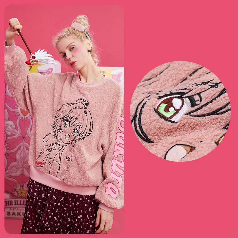 Розовый ELFSACK, розовый, однотонный, волшебный, для девушек, с вышивкой, вельветовый, женский свитер,, зимний фонарь «буквы», рукав, корейский, женский, базовый топ - Цвет: Розовый