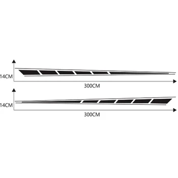 

2x Car Stickers Black Racing Stripe Vinyl Side Decal Graphics Car Body Kit Sticker 300x14cm Decorative Sticker