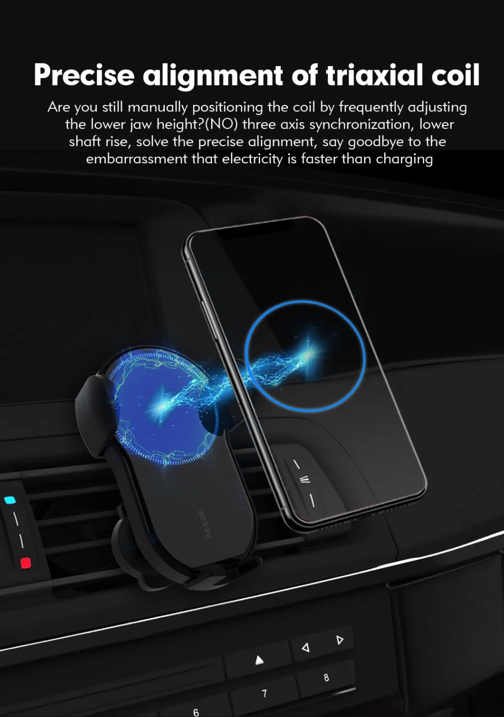 15 Вт Быстрое Qi автомобильное беспроводное зарядное устройство для iPhone X Xiaomi samsung 9 крошечное автоматическое зажимное Беспроводное зарядное устройство Автомобильный держатель для телефона