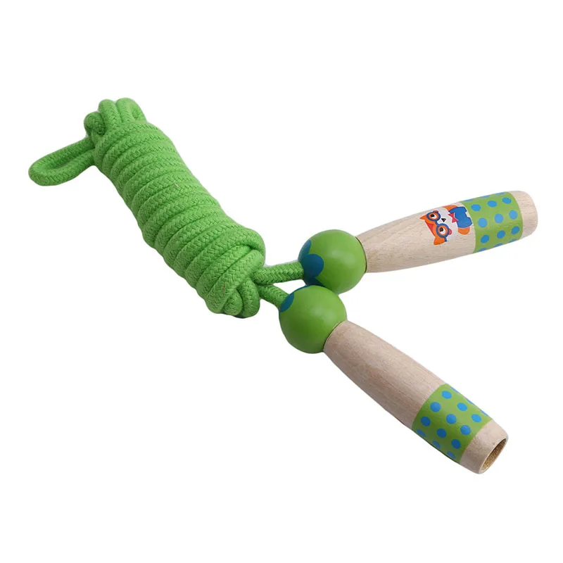 Wooden Cartoon Skipping Ropes Children Fitness Appliance Rope Toy Animal Jump Rope Game Boy And Girl Toys Christmas Gift - Цвет: green