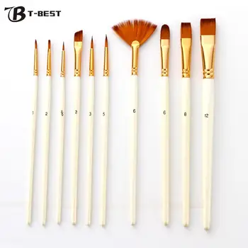 

10pcs Paint Brushes Set Kit Multiple Mediums Brushes with Nylon Hair for Artist Acrylic Aquarelle Gouache Oil Painting Drawing