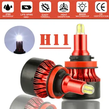 

DC 9-32V 2pcs 6000K 8-sides H11 H9 H8 LED Headlight Bulbs Fog Light Lamp 360 Degree Super Bright Car Waterproof Replacement