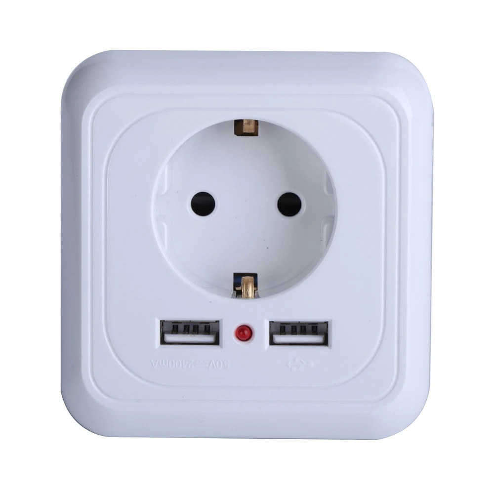 

Smart Home Best Dual USB Port 2400mA Wall Charger Adapter 16A EU Standard Electrical Plug Socket Power Outlet Panel 110~250 V