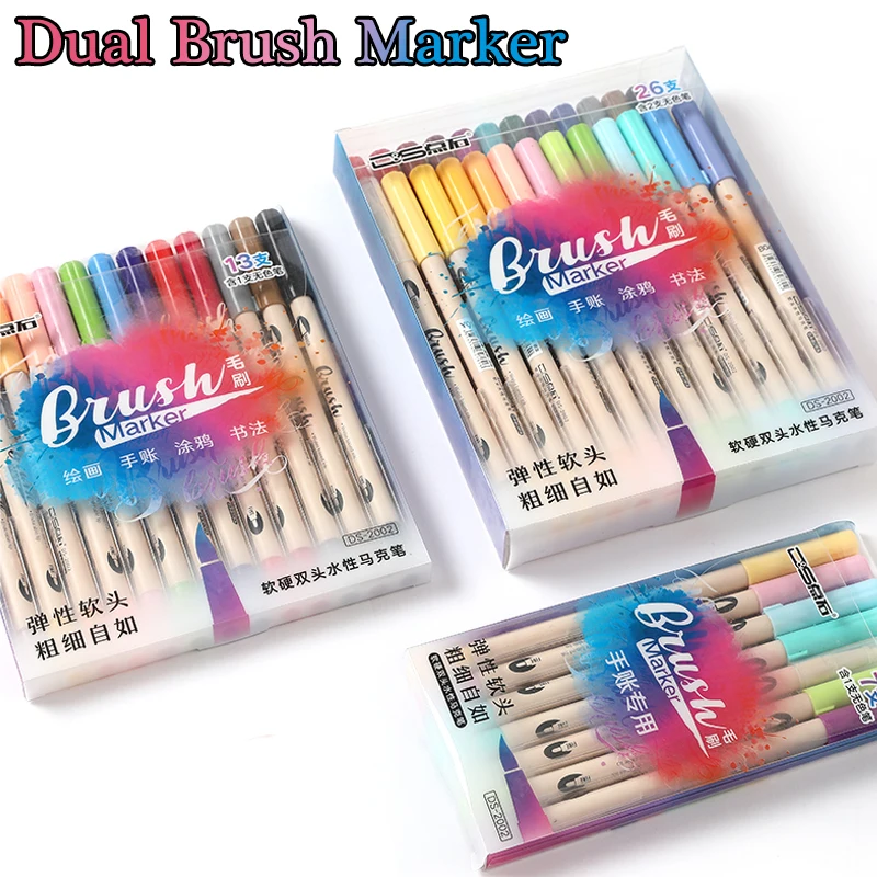 

6/12/24 Colors Watercolor Brush Pen Set Dual Brush Markers Blending Soft Hard Lettering Drawing Pen Bullet Journal Art Supplies
