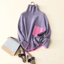 Cashmere High Collar Sweater Women Knitting Long Sleeves Ladies Casual Pullovers Knitwear Cashmere Thick Loose New Fashion