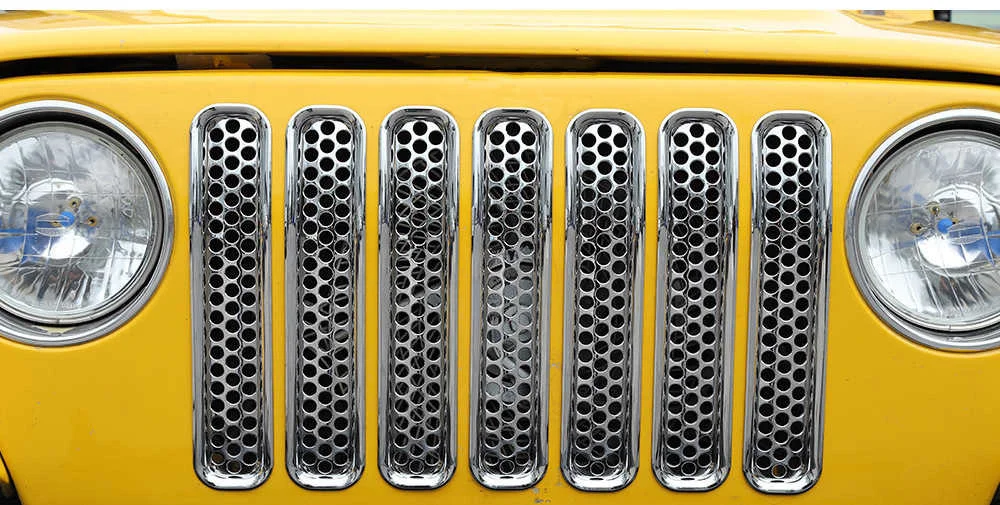 MOPAI For Jeep Wrangler TJ 1997-2006 Mesh Front Insert Grille Cover Trim Car Exterior Decoration ABS Stickers Car Styling MOPAI For Jeep Wrangler TJ 1997-2006 Mesh Front Insert Grille Cover Trim Car Exterior Decoration ABS Stickers Car Styling