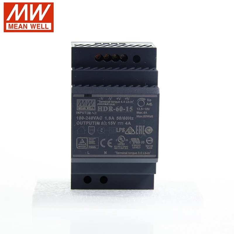 MEAN WELL HDR-60 Series DC5V 12V 15V 24V 48V 60W Original High Power&ampEffection Ultra Slim Step Shape DIN Rail Power Supply |