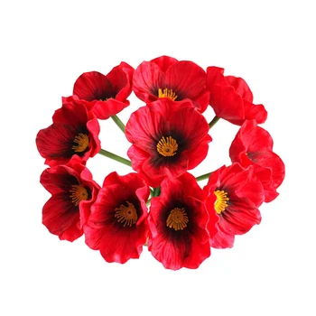 

10 Pcs Realistic Pu Artificial Poppy Flowers Fake Wedding Bouquet Arrangements For Home Kitchen Living Room Dining Table