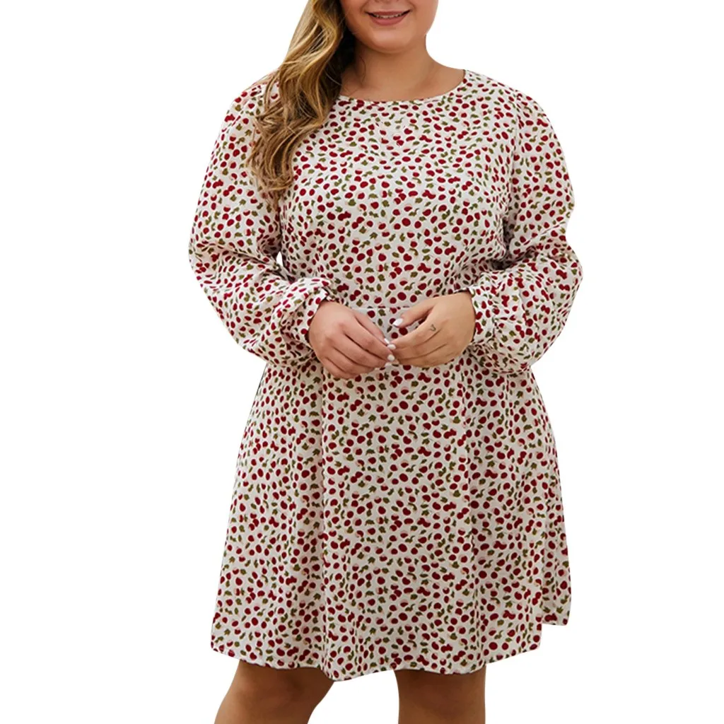 Женское платье ropa mujer vestidos de verano, платья vestidos verano mujer robe femme, Повседневное платье в горошек с длинным рукавом, ТРАПЕЦИЕВИДНОЕ ПЛАТЬЕ Z4