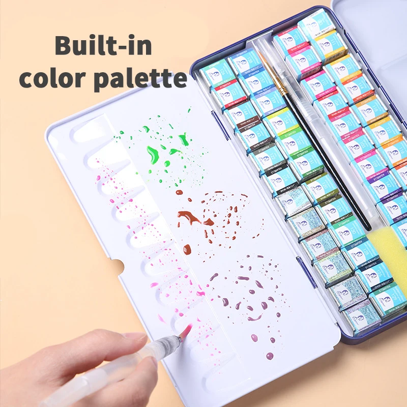 GIORGIONE High-end Artist watercolor painting set watercolor paint watercolor pigment Watercolor Paint Set Contains Pearlescent Color With Watercolor Paint Brush in a Portable Metal Box