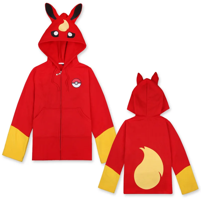 thick Game Pokemon Charmander Hoodies Sweatshirts Jackets Cosplay Costume Autumn winter men women cute cartoon Pikachu hooded jacket - Цвет: thick