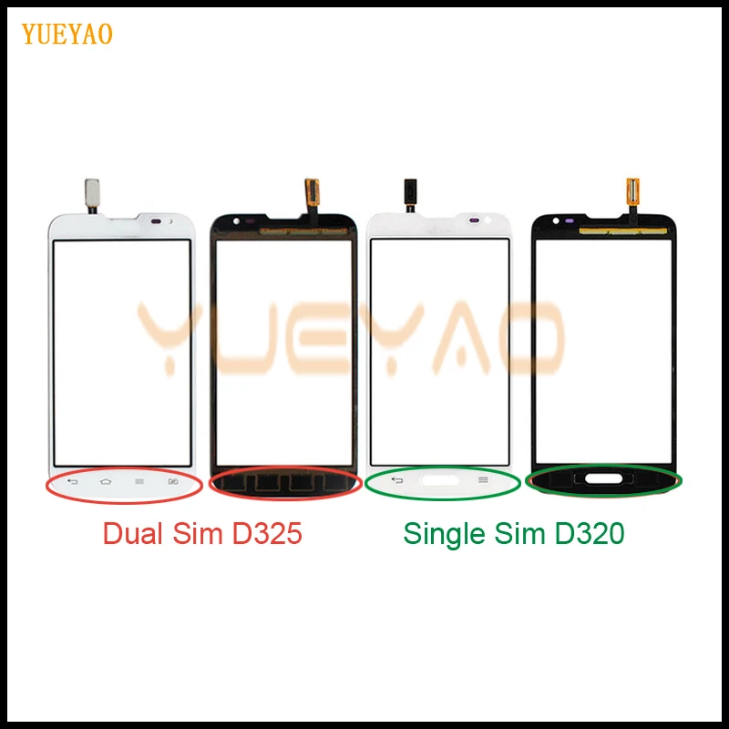 4," для LG L70 две sim-карты D325 сенсорный экран дигитайзер сенсорная стеклянная панель объектива L 70 D 325 экран для LG Singe Sim D320 сенсорный