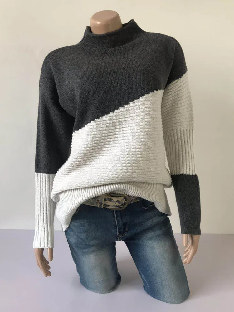 VITIANA, вязаный женский свитер, осень, Женский пуловер с длинным рукавом, водолазка, вязаные свитера, Женская Повседневная зимняя одежда